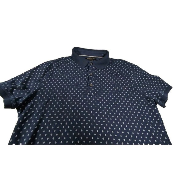 Large Mens Banana Republic Polo Shirt Polka Dot Navy Blue - Picture 3 of 7